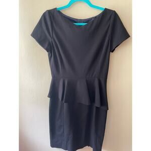 Elie Tahari Black LBD Peplum Short Sleeve Dress